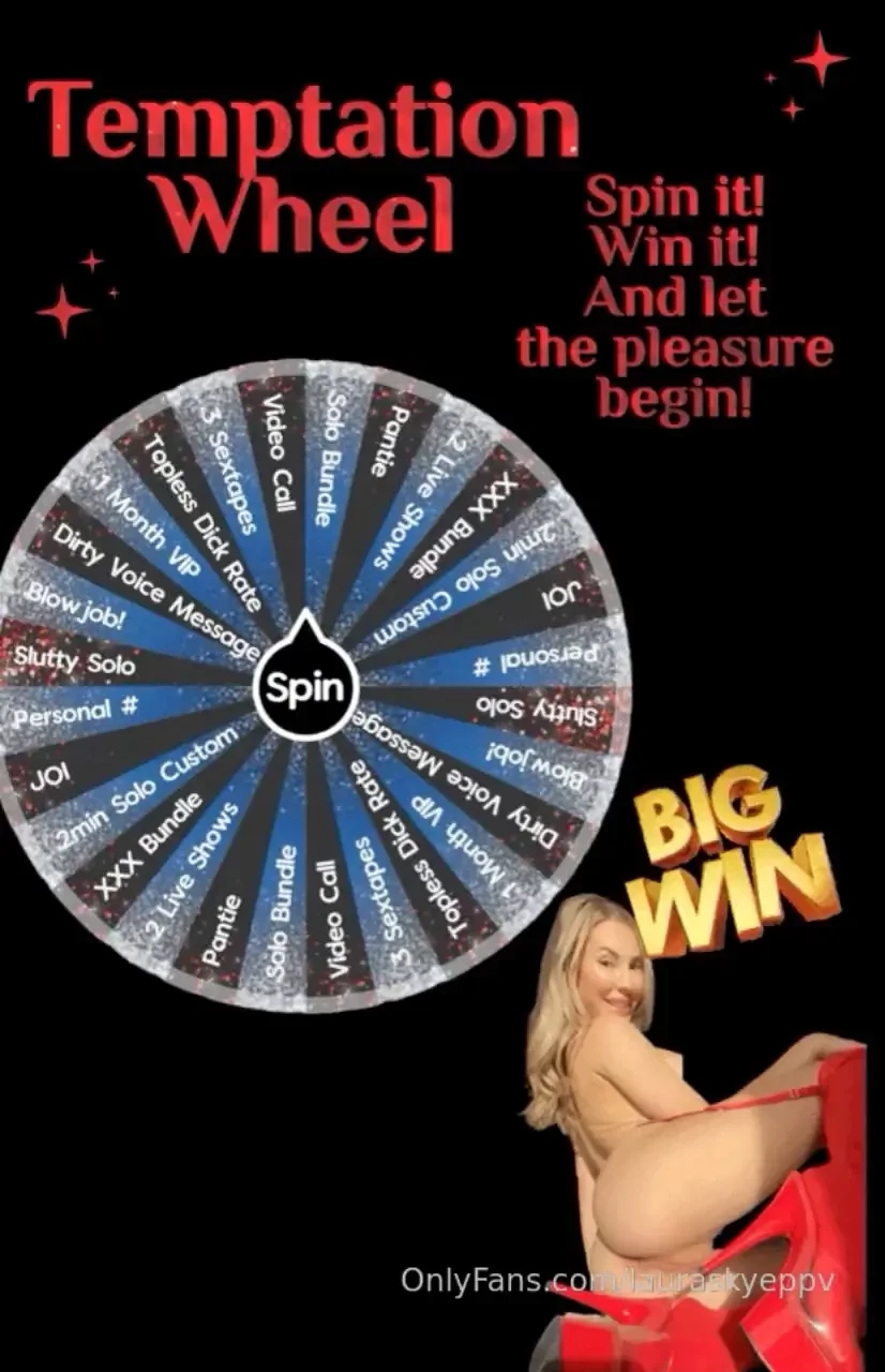 Spin it win it and let the pleasure begin 1 spin 10 3 spin 25 5 spin 
