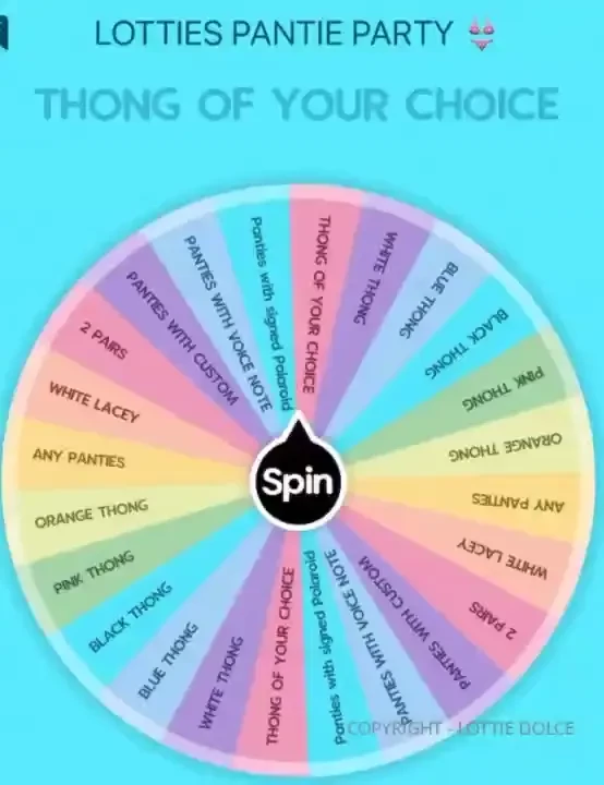 Pantie wheel every spin is a win just tip 55 - for 1 spin 100 - for 2 