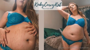 Belly play strip sit back and relax as kat strips out of her lingerie