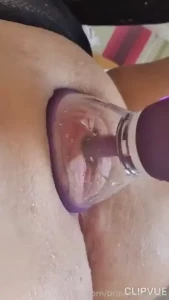 Pussy pump squirts watch it fill up as the pussy pump sucks out my