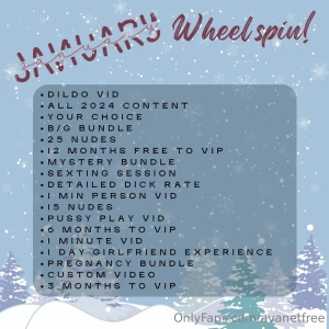 January wheel spin every spin is a win 1 spin - 15 2 spins - 25 3 part 1