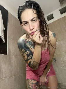 I just got out of the shower my skin still warm drops sliding down my