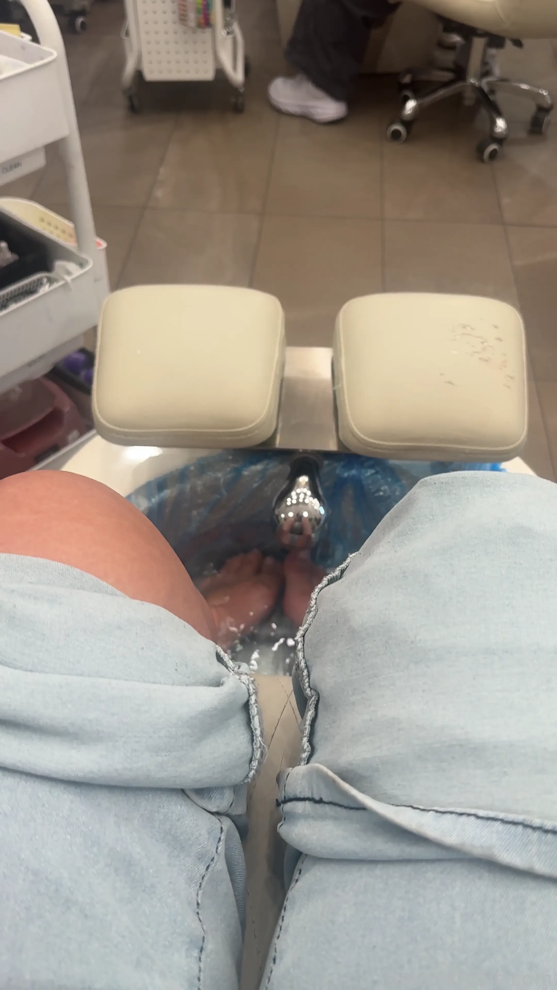 Eyes up here hubby look at you staring at my cute toes being touched 