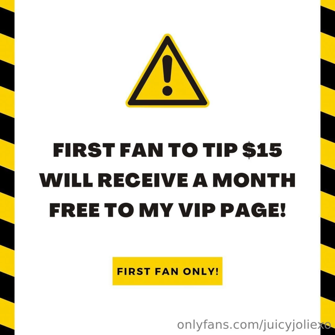 First fan to tip 15 will receive a month free to my vip page 