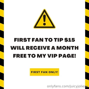 First fan to tip 15 will receive a month free to my vip page