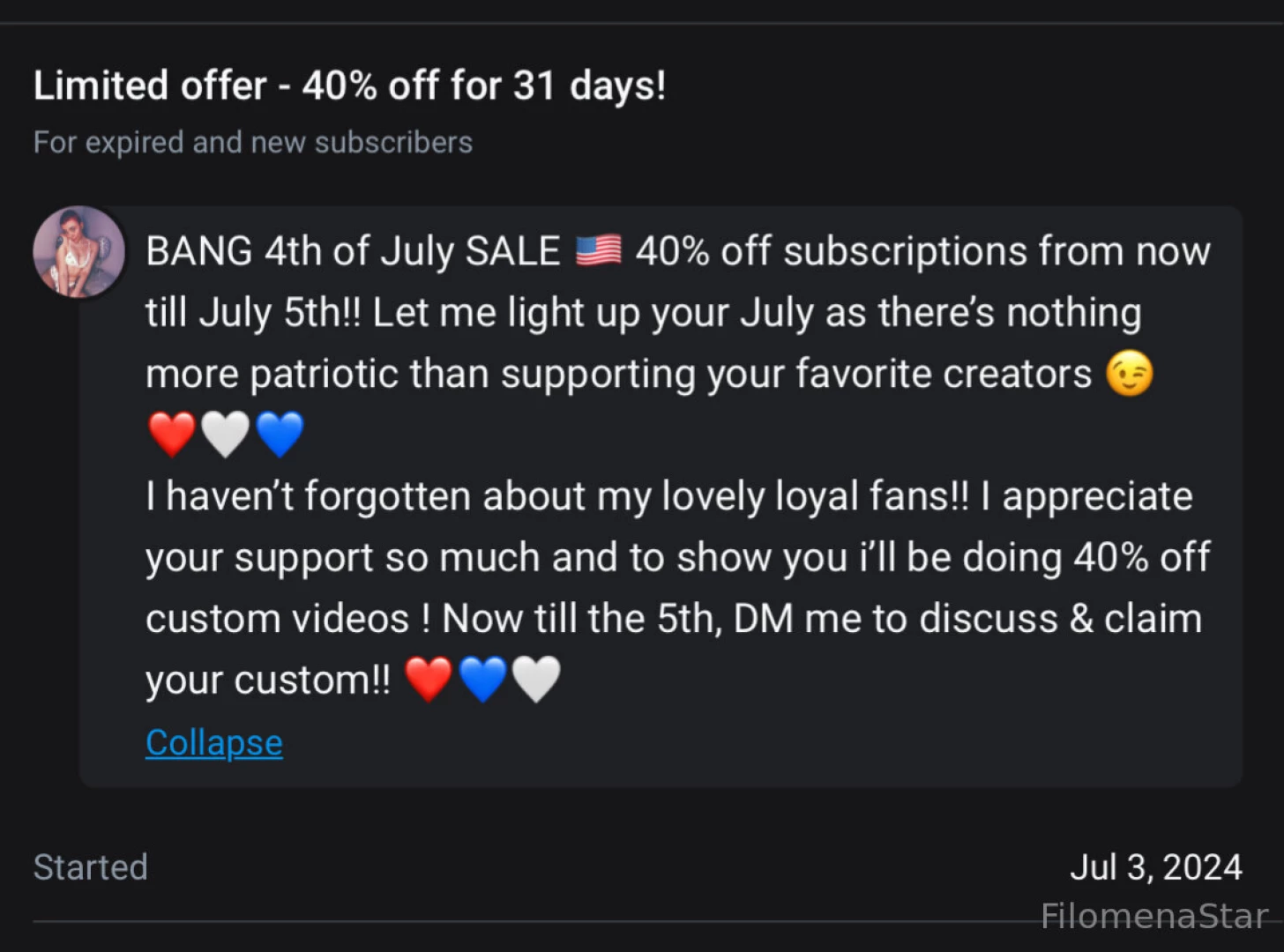 Bang 4th of july sale is now live both of my exclusive paid pages are part 1 