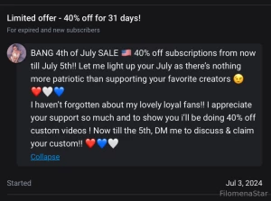 Bang 4th of july sale is now live both of my exclusive paid pages are part 1