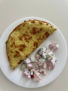 Good morning i make an oatmeal pancake with cottage cheese avocado and part 1