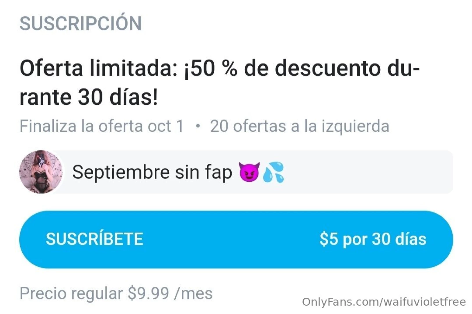 Empezamos el septiembre sin fap con una promoci n del 50 en mi ofvip y 