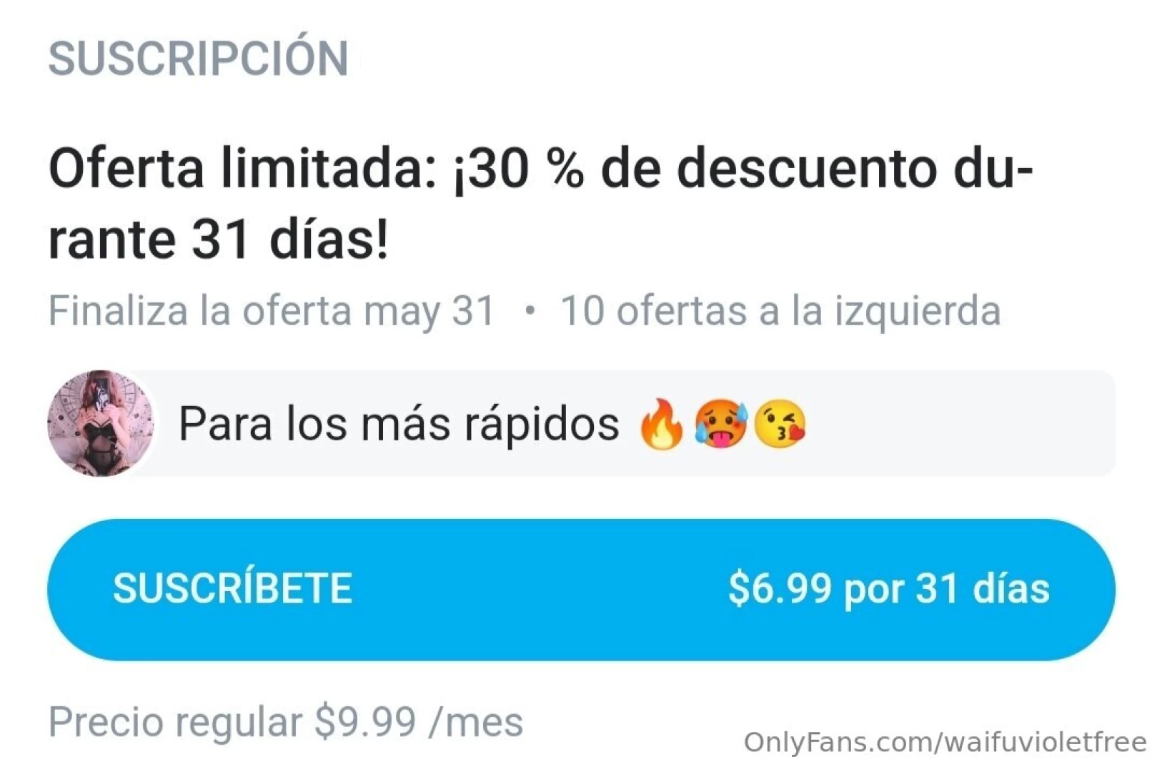 Recordatorio de que tengo promoci n del 30 en mi vip solo 6 99 la 