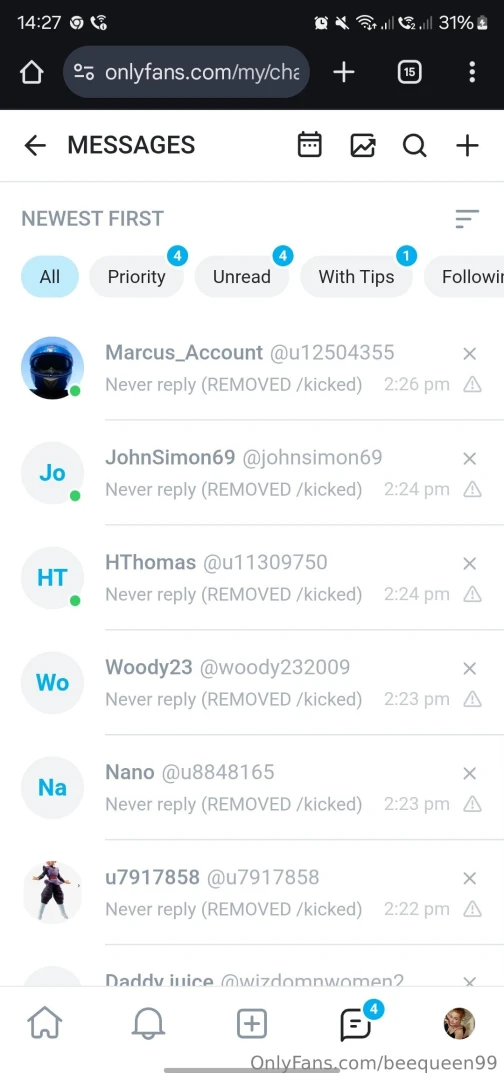 No replys you get kicked 