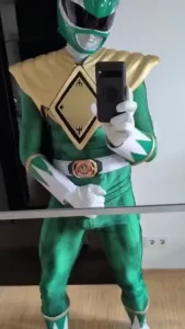 Struggling to get all the power under control the green ranger did the