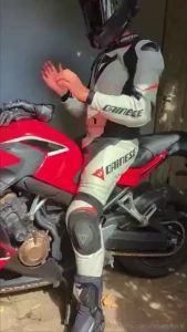 Getting out of my biker leather suit anyone wants to put it on after