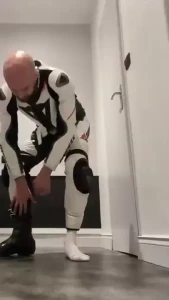 Undressing from my sweaty motorbike after a whole day of riding in