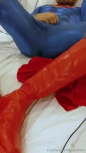 Superman gets to have fun with his cock after a whole day of fighting