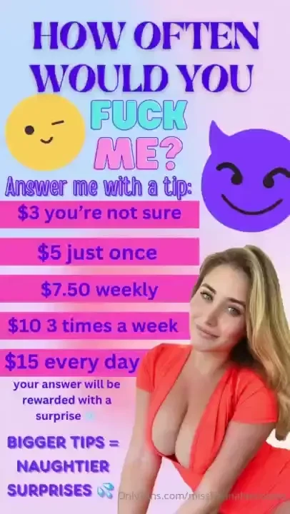 How often would you fuck me answer me with a tip and you ll be 