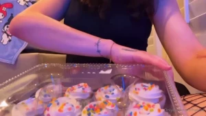 Feeling naughty and sitting on cupcakes my whole ass is covered in