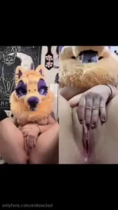 Puppy girl takes big cumming werewolf cock got another new toy to play
