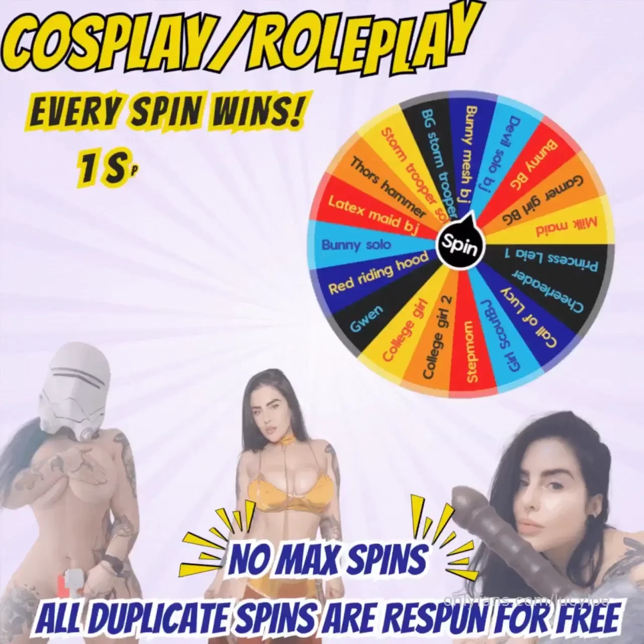 Lets role-p l a y baby 1 spin 8 2 spins 15 3 spins 23 4 spins 30 every 