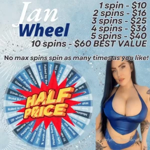 Half price spins 1 spin is now 5 2 spins is now 8 3 spins is now 12 50