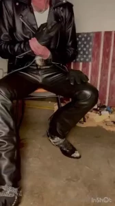 It s a leather and gloved kinda day leather makes me leak pre cum like