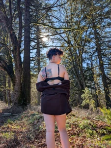 Beg to see my hot black and purple set on a hike