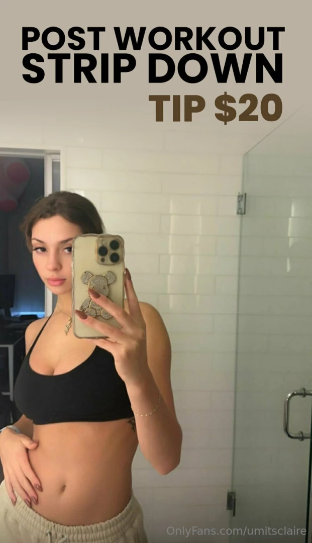 Post workout sweaty strip down - tip 20 to watch me peel this off and 