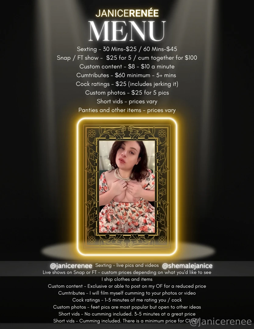 Menu for easy reference 