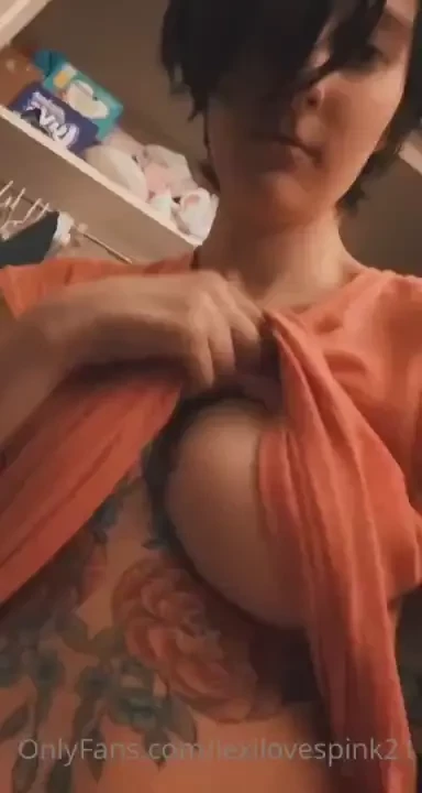 Secretly taking my tits out behind my best friend without him knowing 