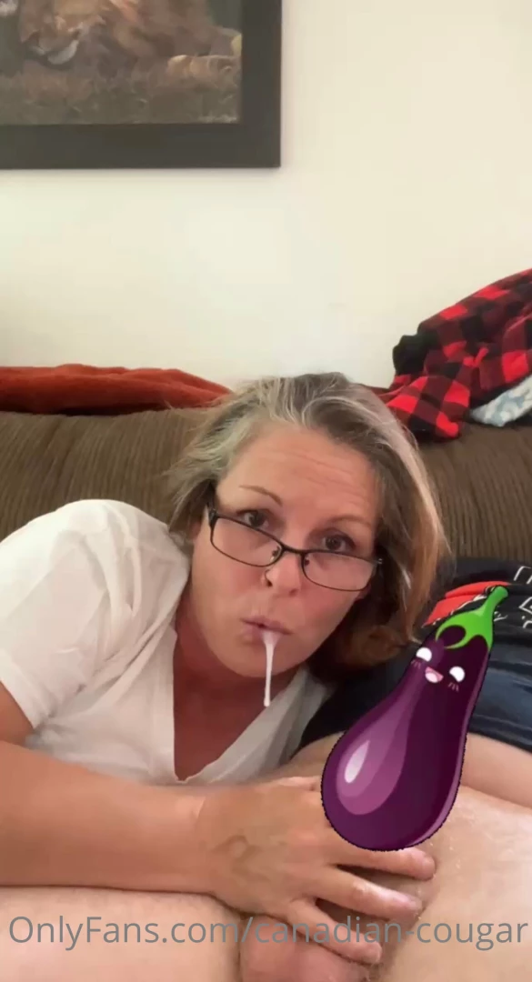 Watch me worship his big cock i love to swallow it whole and gag on 