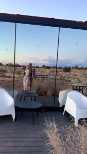 Super cute little air bnb we stayed at for my birthday the floor to