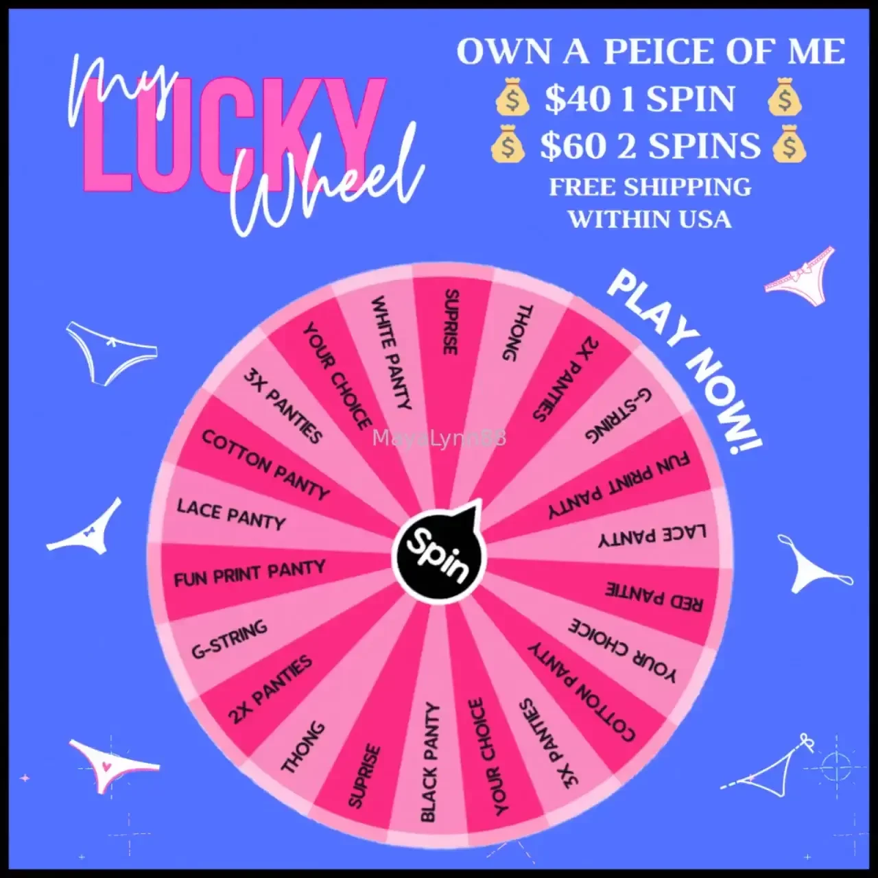 40 for 1 spins amp 60 for 2 spins also if you want a picture or video 