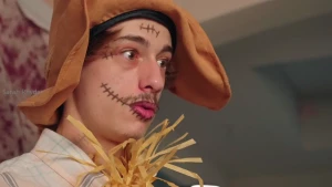 Happy halloween freaks came home from a house party to find a
