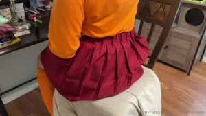 Velma shirks you down and sits on you