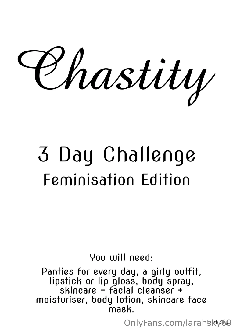 3 day chastity challenge - feminisation complete these while wearing 