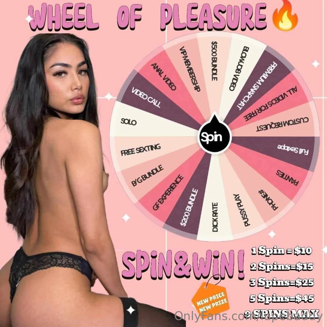 Wheel of pleasure spin amp win 1 spin 10 2 spins 15 3 spins 25 5 spins 