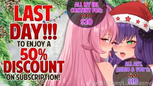 Only a few hours left for the 50 off irl photos and videos cosplay