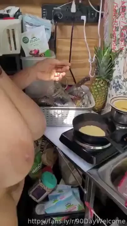 Your naked cook is busy making tortillas hang out in my kitchen while 