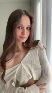 Casual charm with a hint of off-shoulder allure brunette longhair