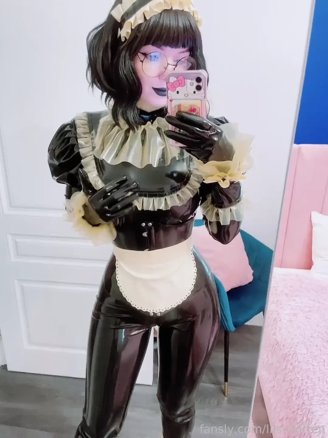 I could touch my latex body all day latex rubber fetish kinky catsuit 