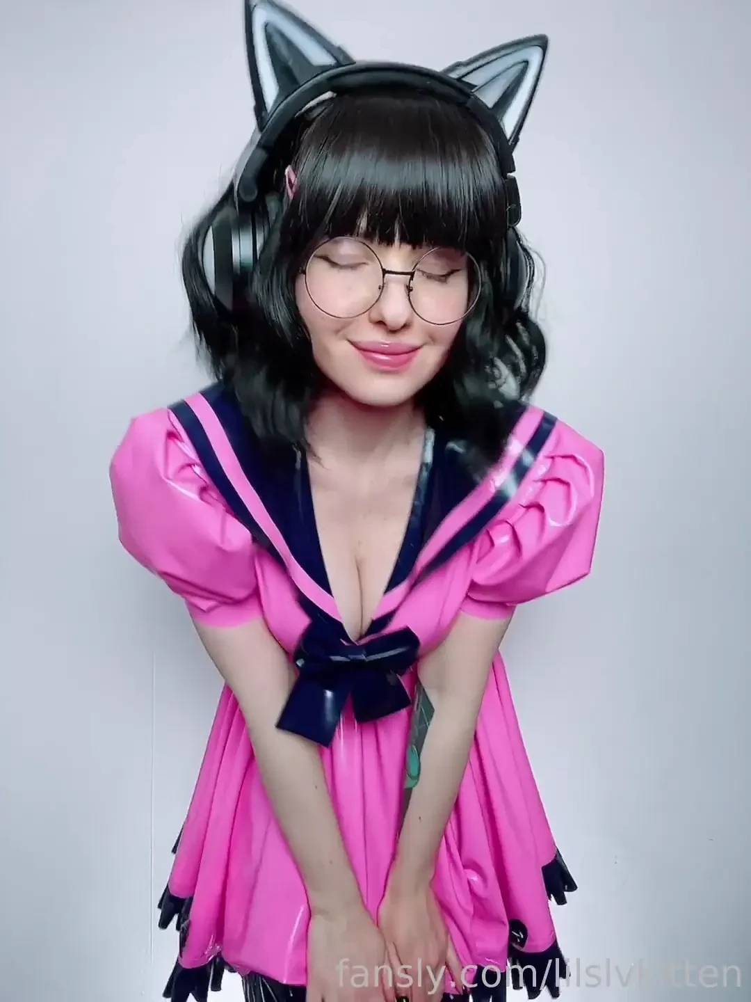 Latex dress asmr latex rubber fetish schoolgirl uniform cute pussy 