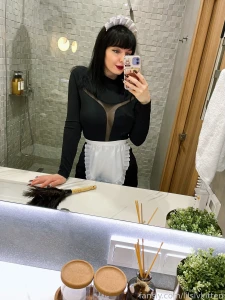 Naughty mirror selfies maid fetish stockings mirror part 1