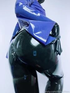 Purple mood latex rubber fetish corset gloves glasses part 5