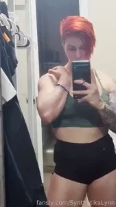 Post-workout flex and strip muscles musclegirl musclebabe musclemommy