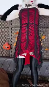 Does red colour suit me fyp wombtattoo crotchtattoo vampire grayhair