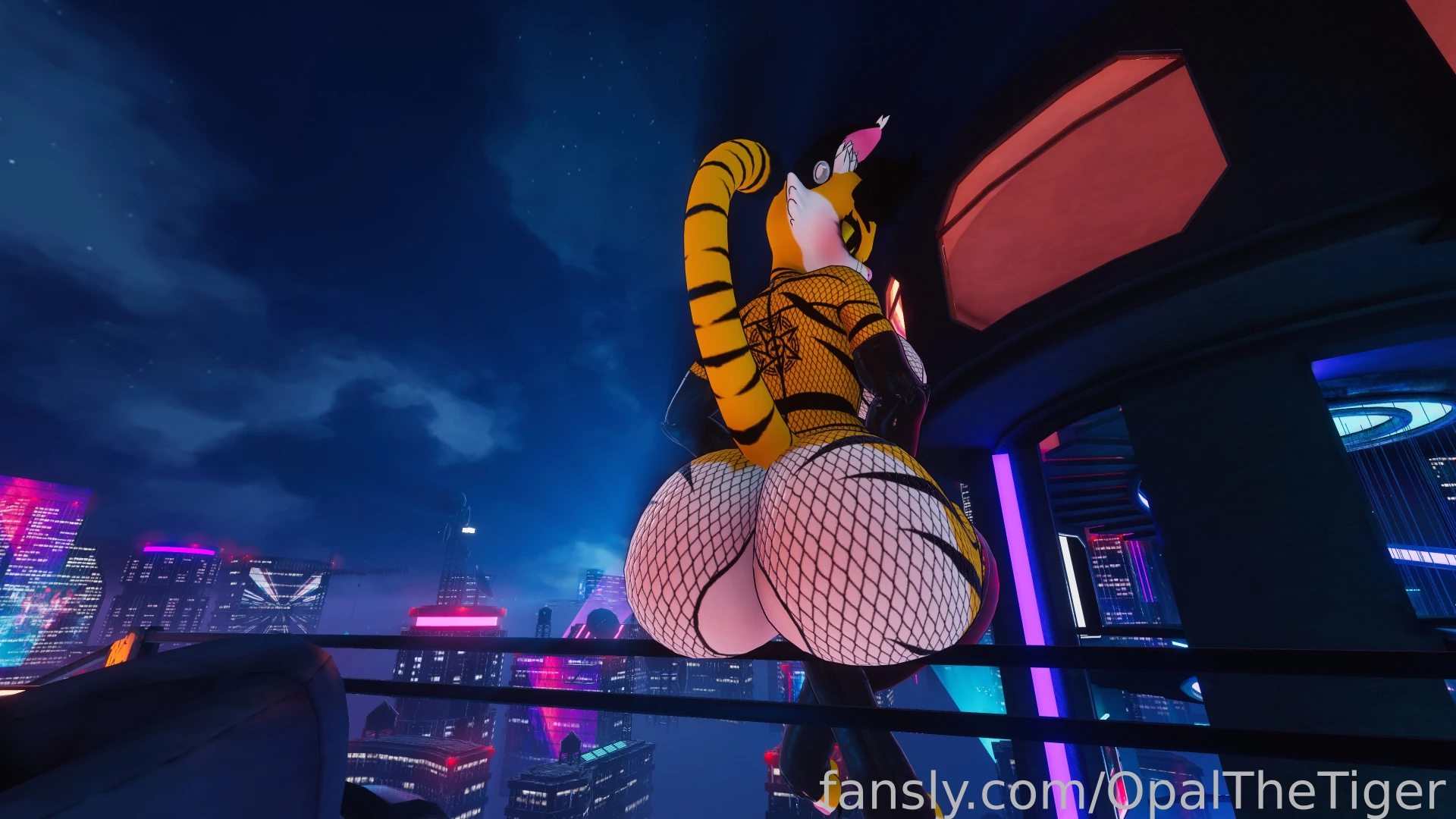 Sitting on the edge of the balcony she invites you to service her rear part 2 