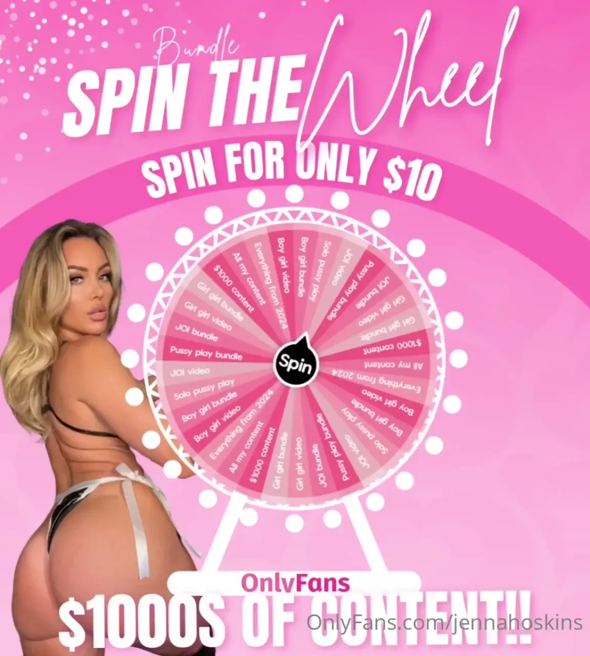 Content spin the wheel 10 per spin 1000 s of content to be won if i 