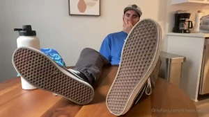 Full video verbal shoe sock foot tease kicking my feet up on the table