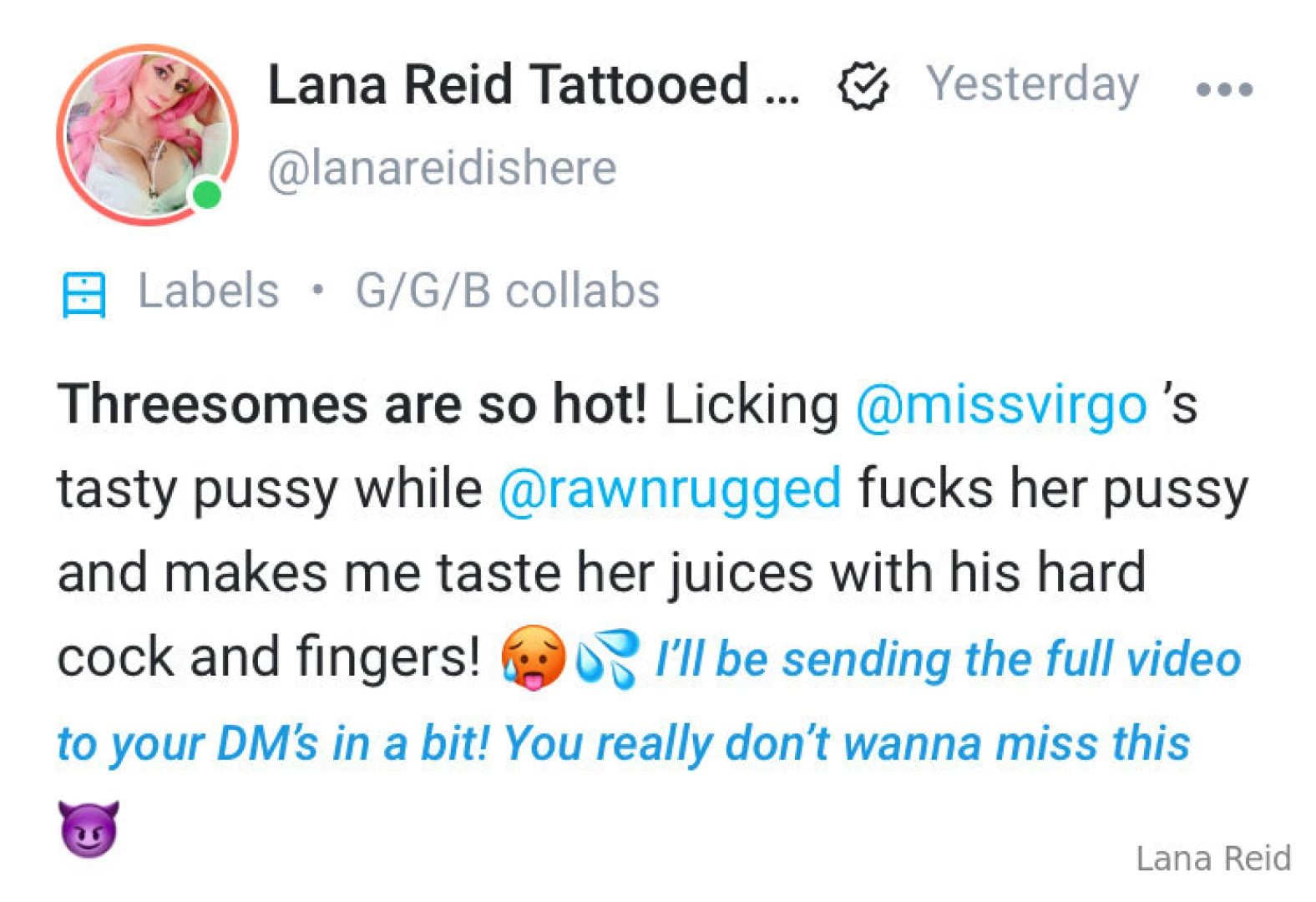 Did you see my latest g g b vid on my vip if you missed it you can 