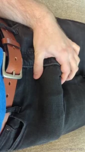 Throbbing cock bulge through my jeans hiding it is literally